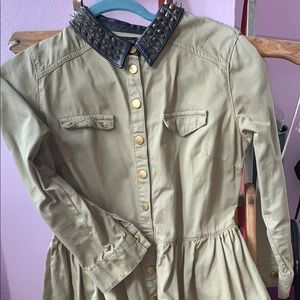 Top shop button down dress with spiked collar